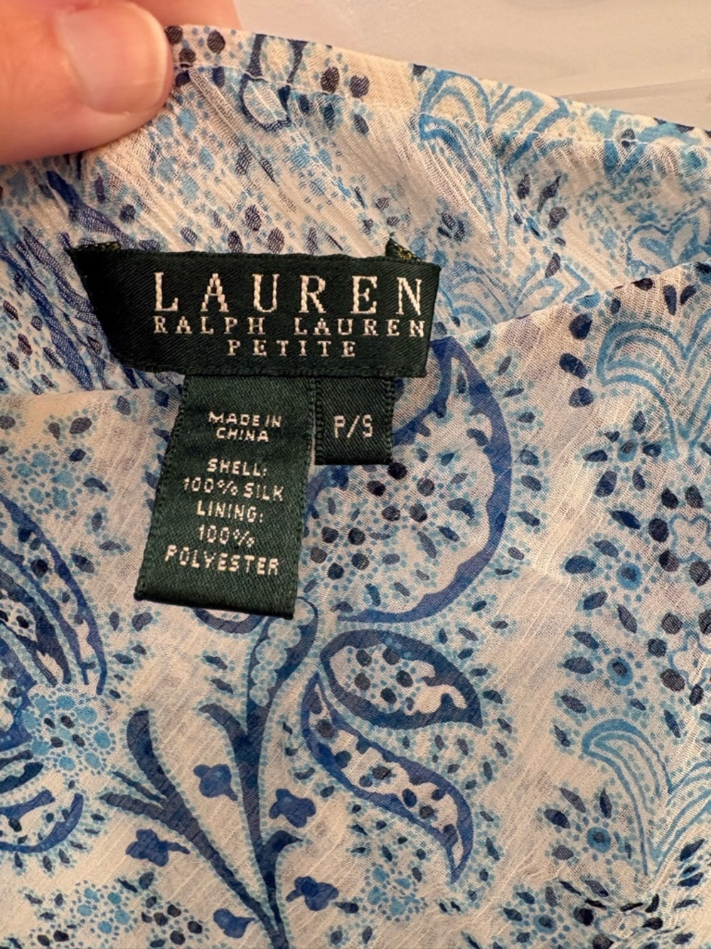 Lauren Ralph Lauren Blue Silk Chiffon Paisley Tiered Peasant Skirt Size SP - Picture 5 of 12
